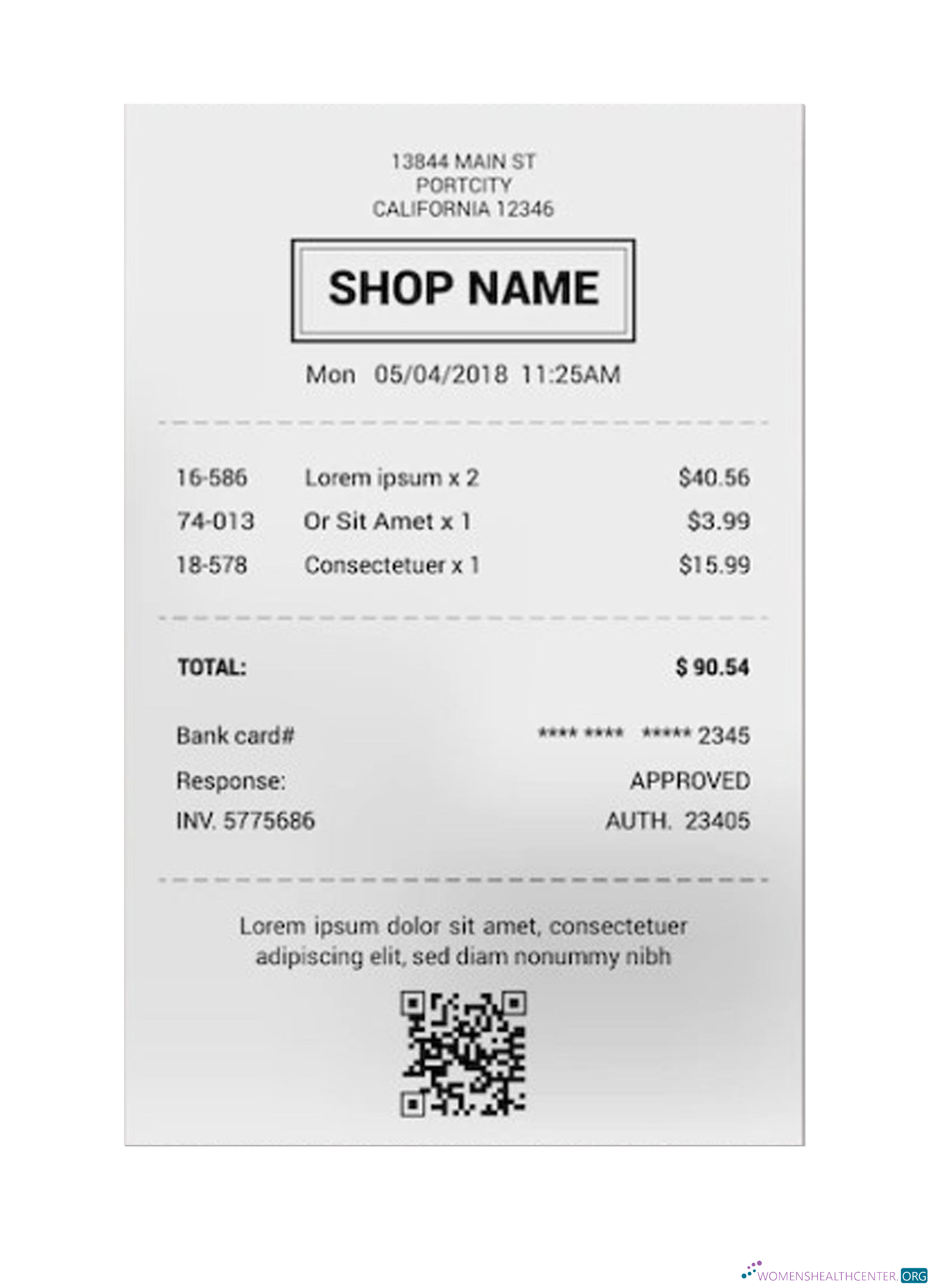 Download SHOP receipt sample Photoshop template